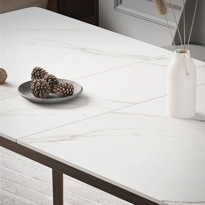 Nordic Extendable 1/4/5/7 Pieces Dining Set Sintered Stone Table with Leather Chairs