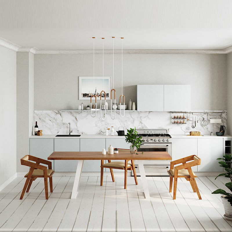 1/2/3/4 Pcs Pine Wood Industrial Dining Set with Rectangle Table Dinette Set