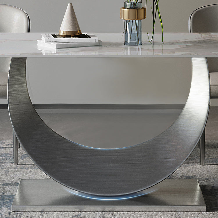 Nordic 1/4/5/7 Pieces Rectangle Dining Set Sintered Stone Top Table with Leather Chairs