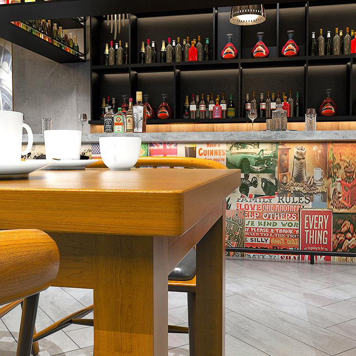 1/3/5 PCS Pine Wood Industrial Dining Ensemble avec table et chaises en bois