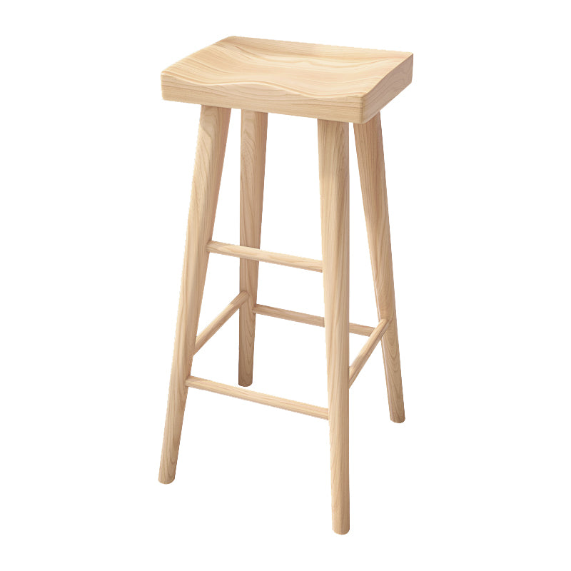 Zeitgenössischer Theken-Barhocker, Barhocker aus Holz mit rückenfreiem, konturiertem Sitz und Fußstütze