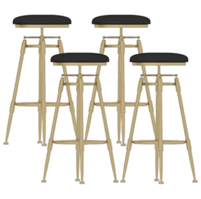 Taburete de bar redondo de terciopelo Glam, reposapiés, taburete de mostrador interior con patas de hierro dorado