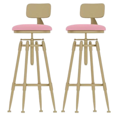 Taburete de bar redondo de terciopelo Glam, reposapiés, taburete de mostrador interior con patas de hierro dorado