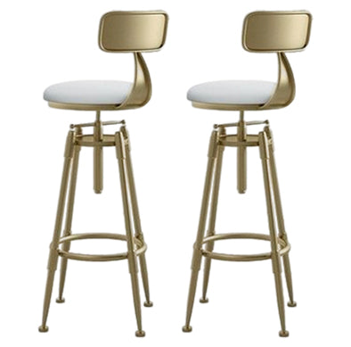 Taburete de bar redondo de terciopelo Glam, reposapiés, taburete de mostrador interior con patas de hierro dorado