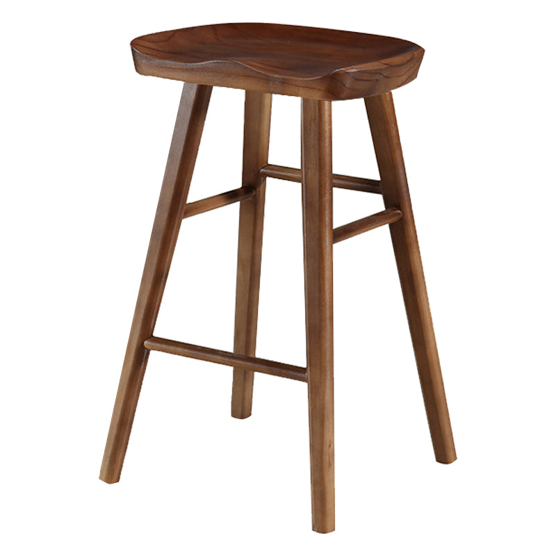 Indoor Pine Modern Bar Stool Contoured Seat Footrest Counter Stool with Wood Legs