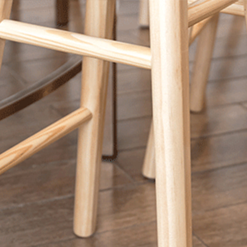 Indoor Pine Modern Bar Stool Contoured Seat Footrest Counter Stool with Wood Legs