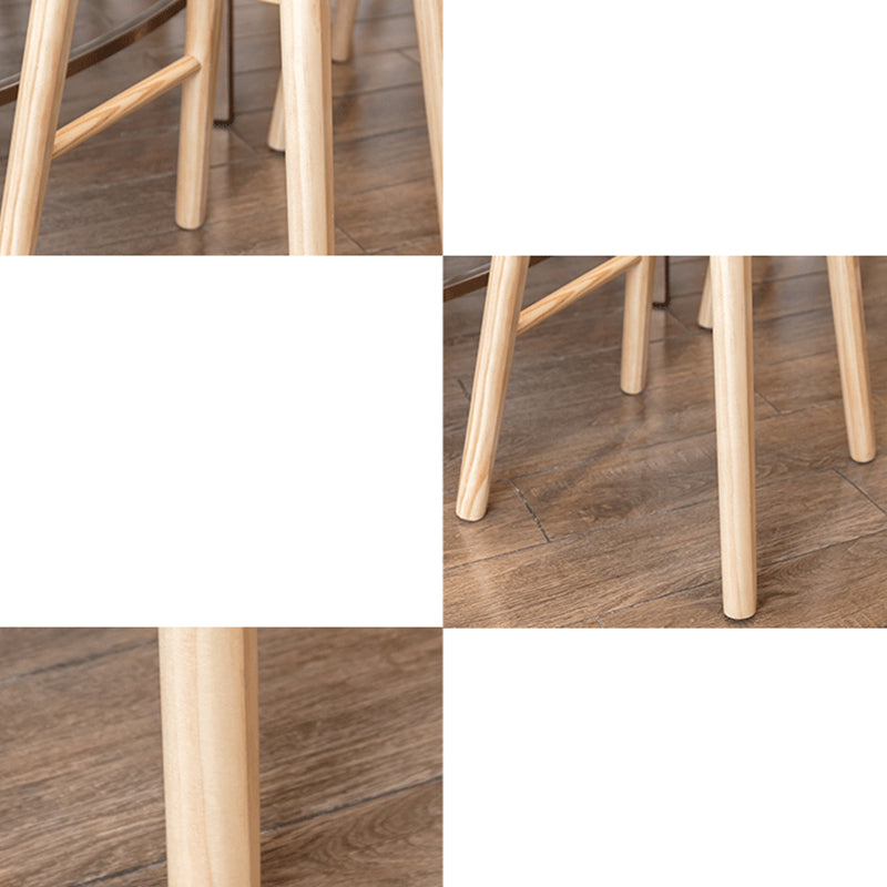 Indoor Pine Modern Bar Stool Contoured Seat Footrest Counter Stool with Wood Legs
