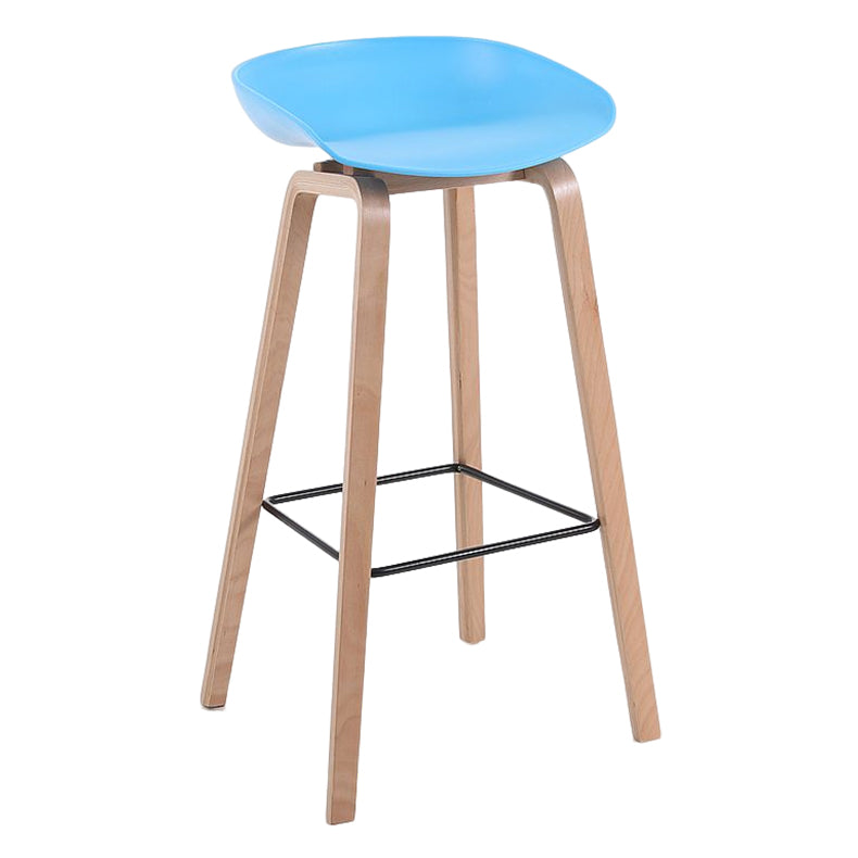 Moderner Barhocker aus massivem Holz für den Innenbereich, Eimer-Thekenhocker mit Kunststoffsitz