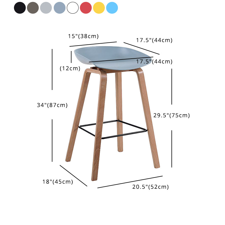 Moderner Barhocker aus massivem Holz für den Innenbereich, Eimer-Thekenhocker mit Kunststoffsitz