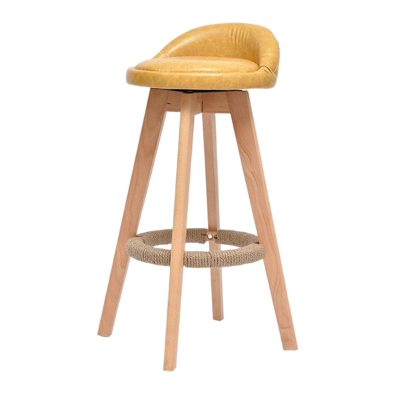 Moderner Barhocker aus massivem Holz, Fußstütze, niedrige Rückenlehne, Eimer-Thekenhocker mit Kissen, 1 Stück