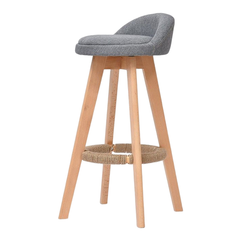 Taburete de bar moderno de madera maciza, reposapiés, respaldo bajo, taburete de mostrador con cojín, 1 pieza