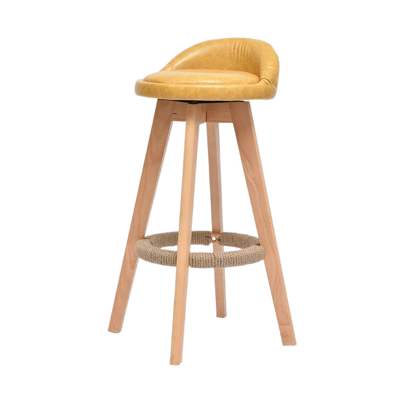 Taburete de bar moderno de madera maciza, reposapiés, respaldo bajo, taburete de mostrador con cojín, 1 pieza