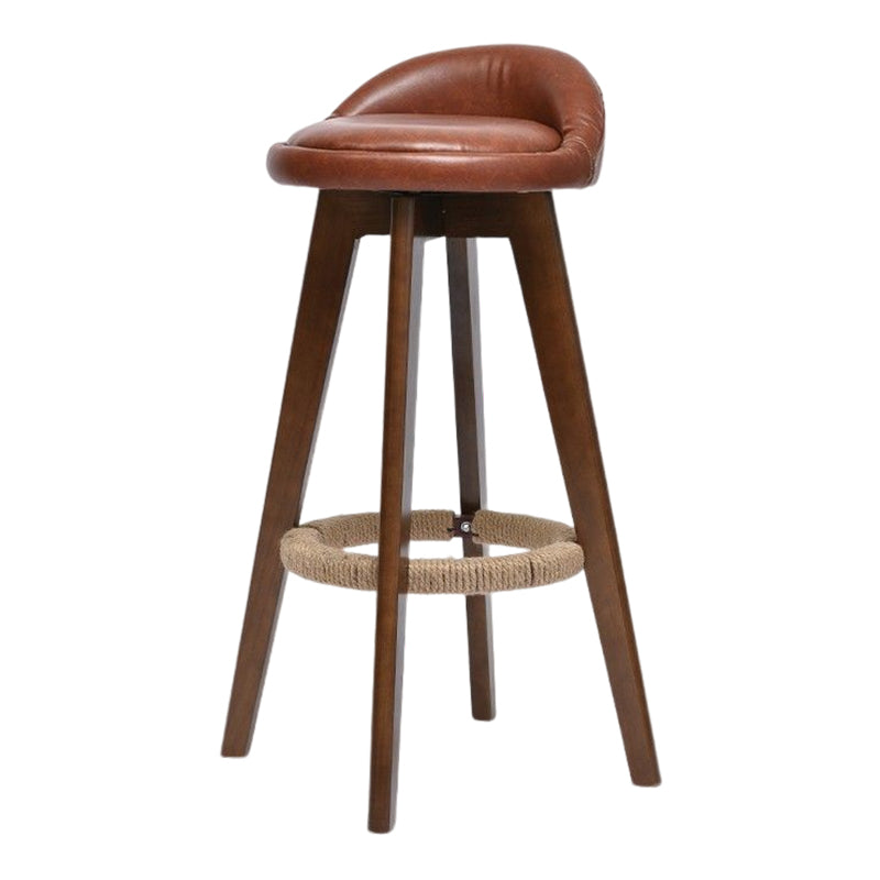 Taburete de bar moderno de madera maciza, reposapiés, respaldo bajo, taburete de mostrador con cojín, 1 pieza