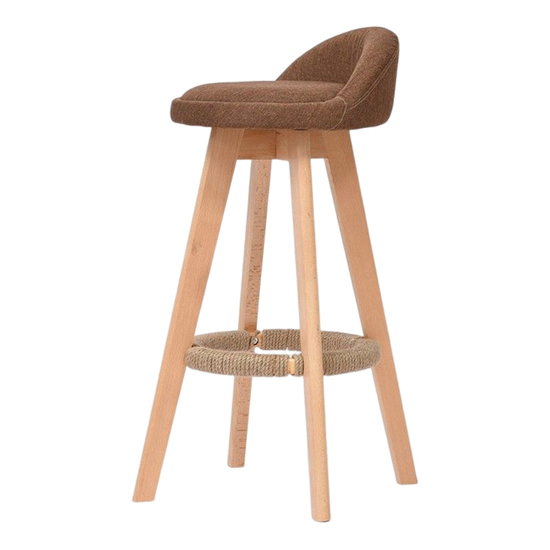 Taburete de bar moderno de madera maciza, reposapiés, respaldo bajo, taburete de mostrador con cojín, 1 pieza