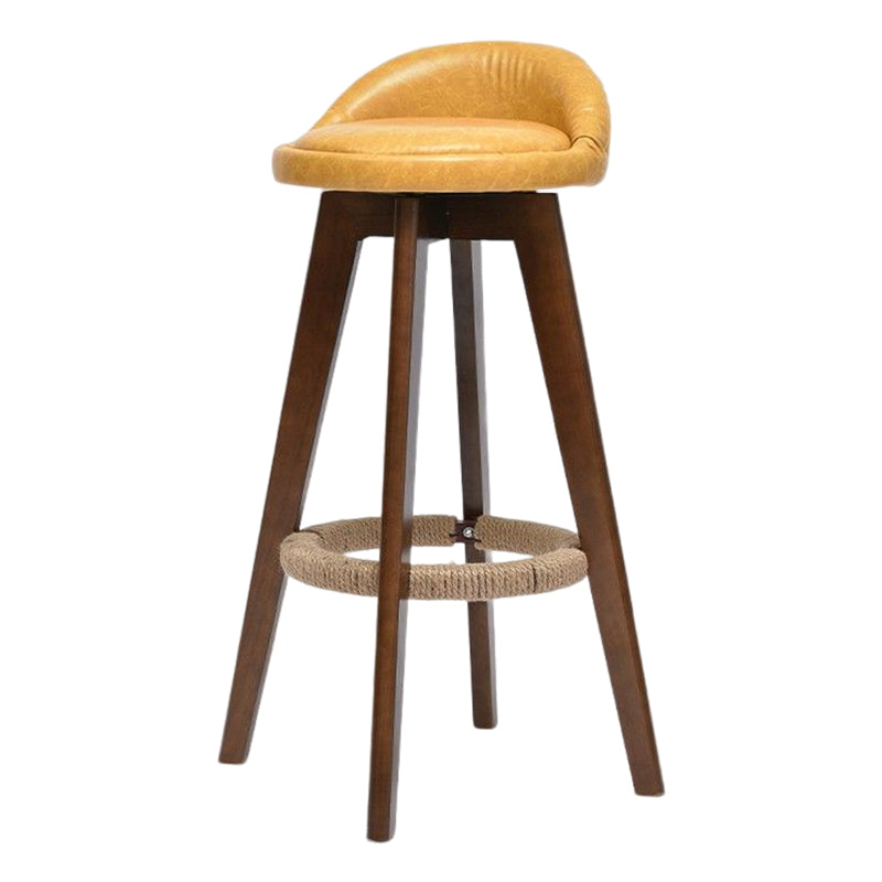Taburete de bar moderno de madera maciza, reposapiés, respaldo bajo, taburete de mostrador con cojín, 1 pieza