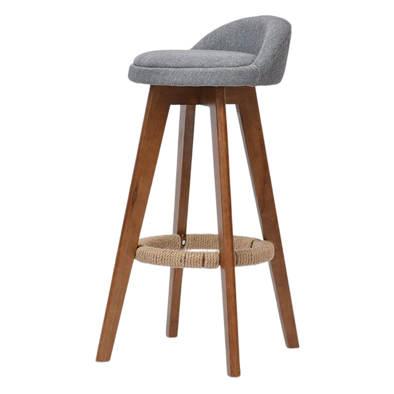 Taburete de bar moderno de madera maciza, reposapiés, respaldo bajo, taburete de mostrador con cojín, 1 pieza
