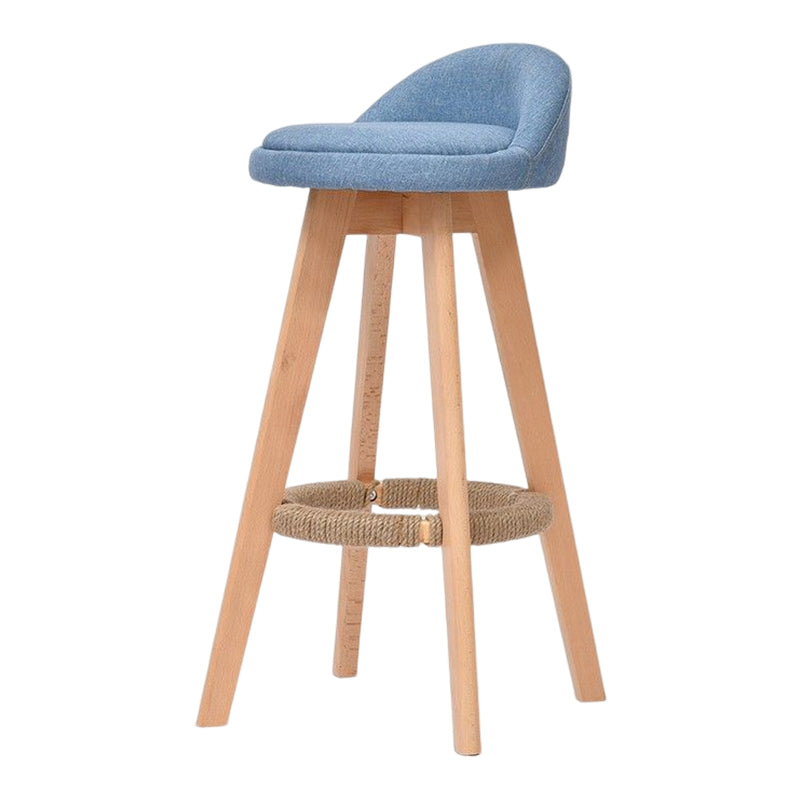 Taburete de bar moderno de madera maciza, reposapiés, respaldo bajo, taburete de mostrador con cojín, 1 pieza