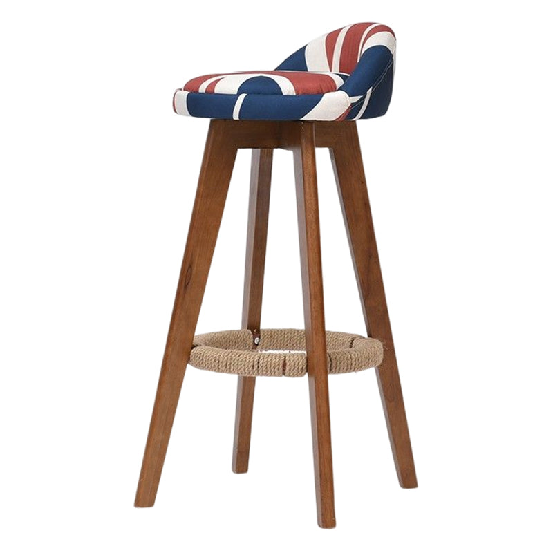 Taburete de bar moderno de madera maciza, reposapiés, respaldo bajo, taburete de mostrador con cojín, 1 pieza