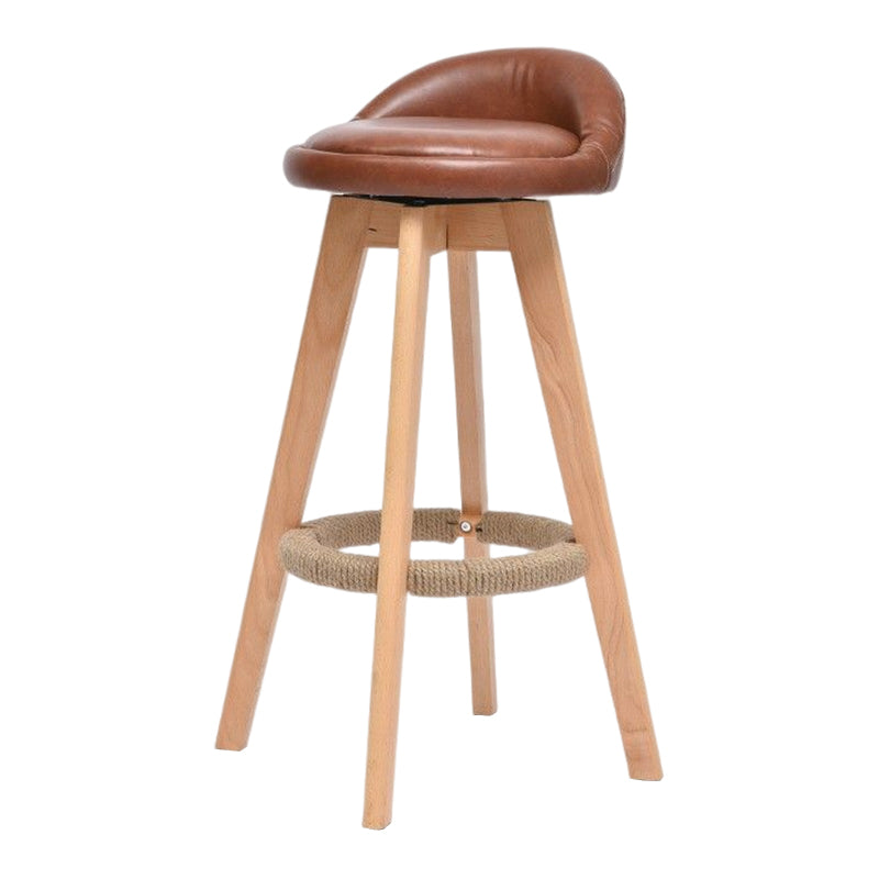 Taburete de bar moderno de madera maciza, reposapiés, respaldo bajo, taburete de mostrador con cojín, 1 pieza