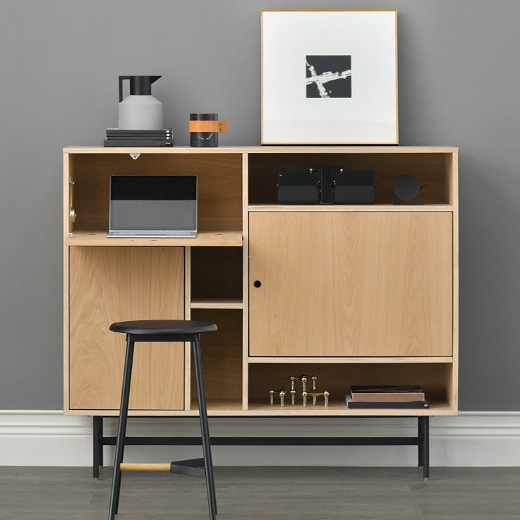 Taburete de bar negro moderno, taburete de bar sin brazos de madera con reposapiés y base de hierro