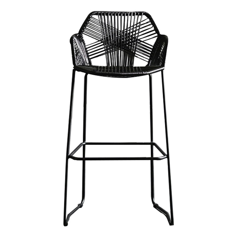 Taburete de bar moderno, taburete de bar armado de plástico con reposapiés y respaldo