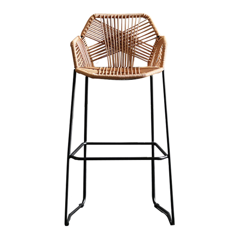 Taburete de bar moderno, taburete de bar armado de plástico con reposapiés y respaldo