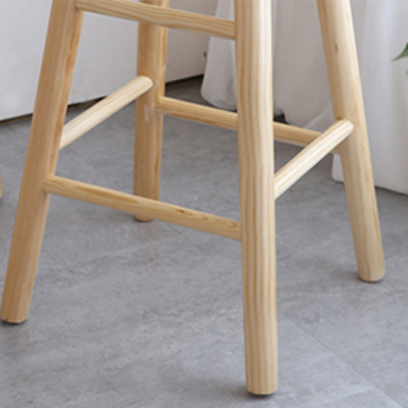 Contemporary Wood Counter Bar Stool Backless Saddle Seat Bar Stool with Footrest