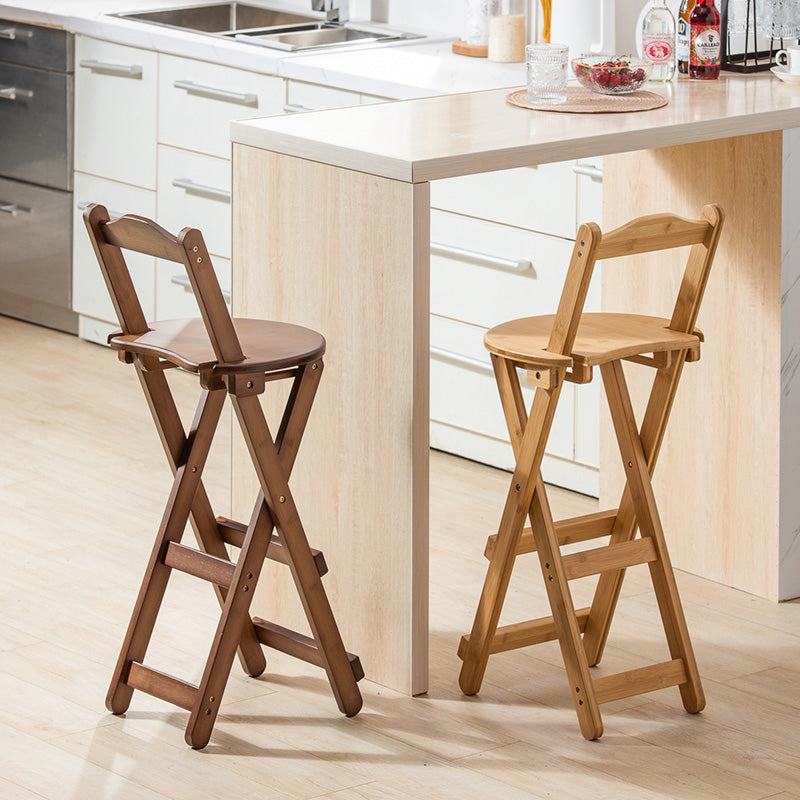 Modern Armless Backrest Counter Stool Wood Bedroom Bar Stool with Wooden Seat and Pedal