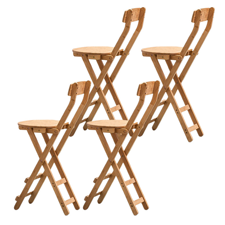 Modern Armless Backrest Counter Stool Wood Bedroom Bar Stool with Wooden Seat and Pedal