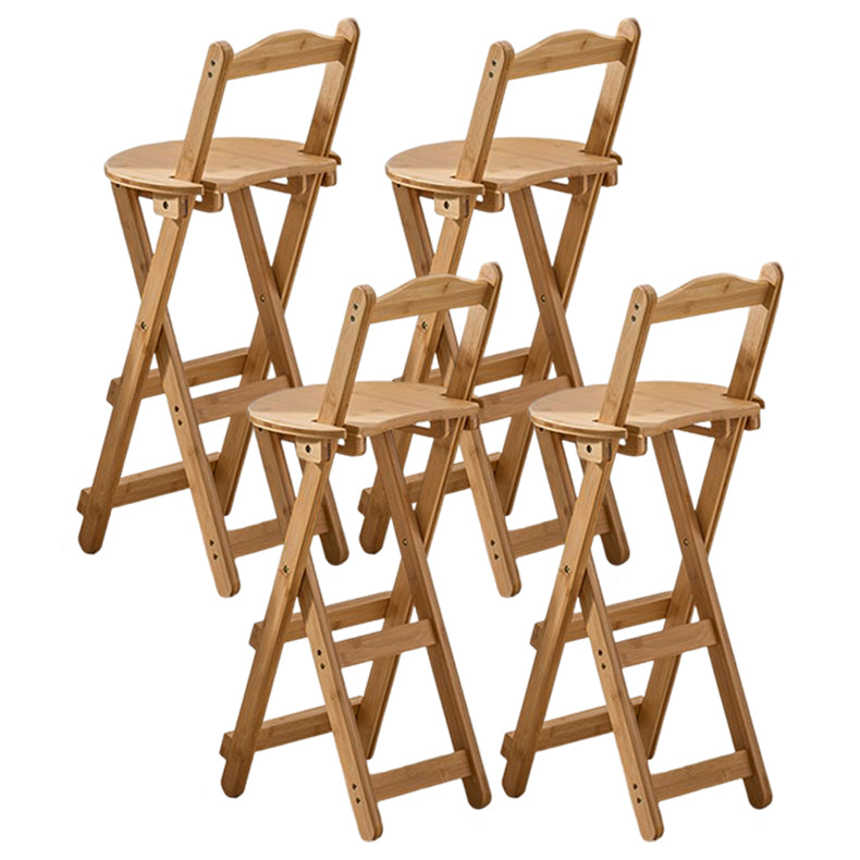 Modern Armless Backrest Counter Stool Wood Bedroom Bar Stool with Wooden Seat and Pedal