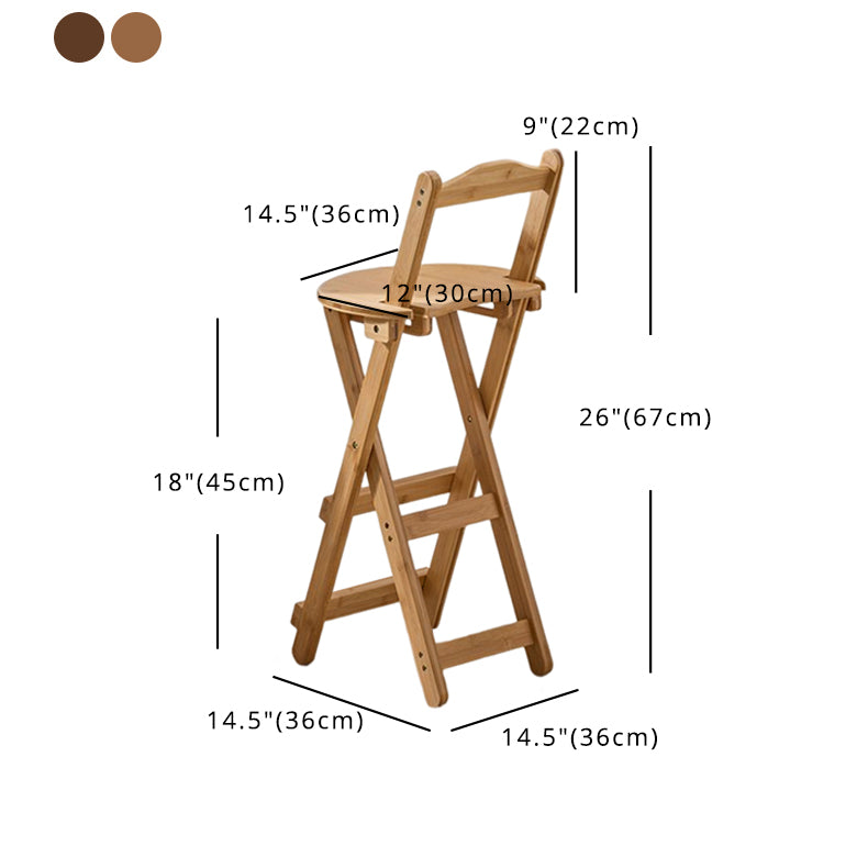 Modern Armless Backrest Counter Stool Wood Bedroom Bar Stool with Wooden Seat and Pedal