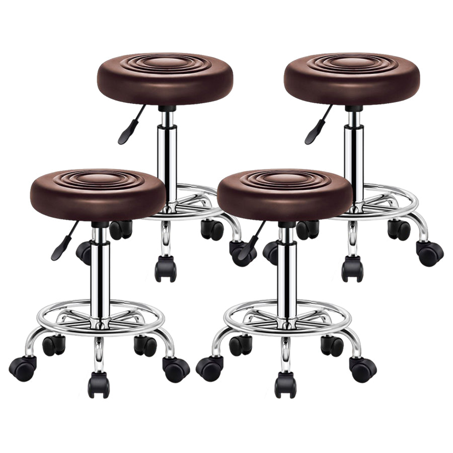 Modern Liftable Rotatable Counter Stool Steel Beauty Shop Bar Stool with Leather Cushion