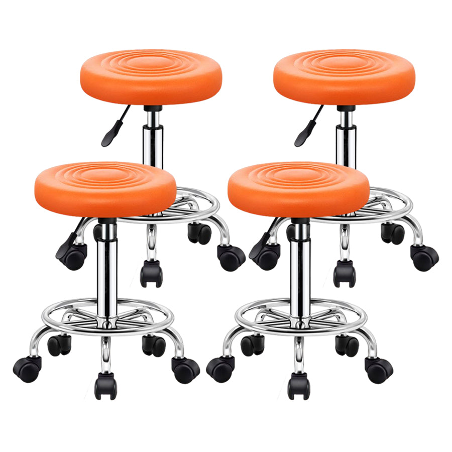 Modern Liftable Rotatable Counter Stool Steel Beauty Shop Bar Stool with Leather Cushion