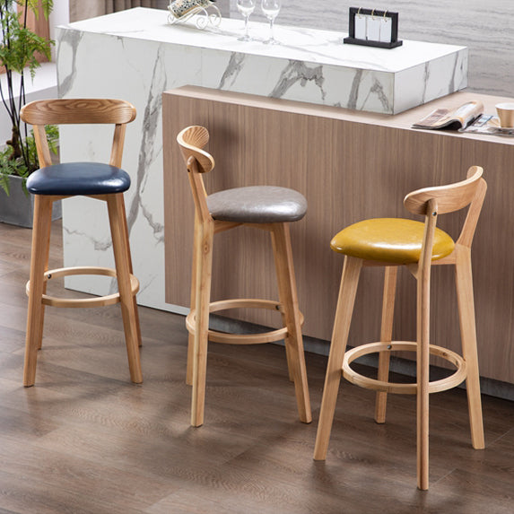 Taburete moderno sin brazos para mostrador, taburete de bar de estudio de madera con cojín y pedal