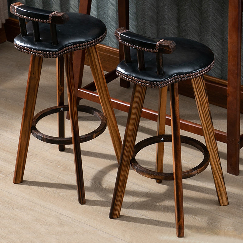 Tradition Armless Backrest Counter Stool Wood Household Bar Stool with Pedal