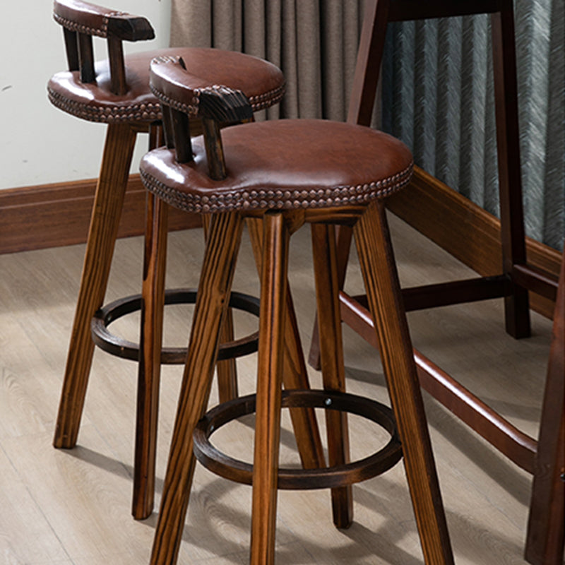 Tradition Armless Backrest Counter Stool Wood Household Bar Stool with Pedal