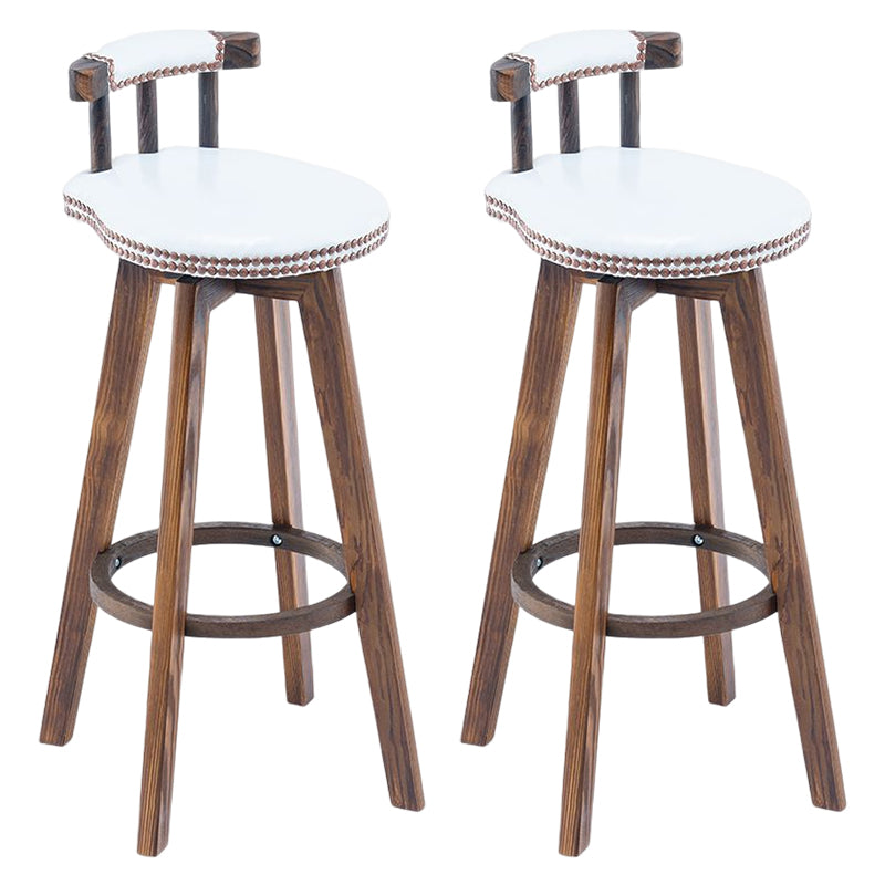 Tradition Armless Backrest Counter Stool Wood Household Bar Stool with Pedal