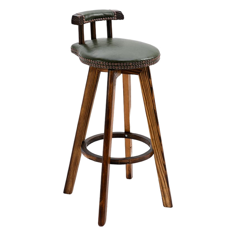 Tradition Armless Backrest Counter Stool Wood Household Bar Stool with Pedal
