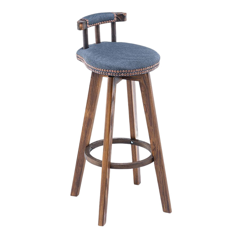 Tradition Armless Backrest Counter Stool Wood Household Bar Stool with Pedal