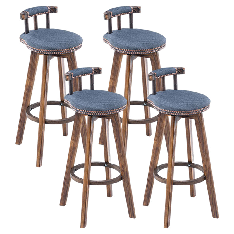 Tradition Armless Backrest Counter Stool Wood Household Bar Stool with Pedal