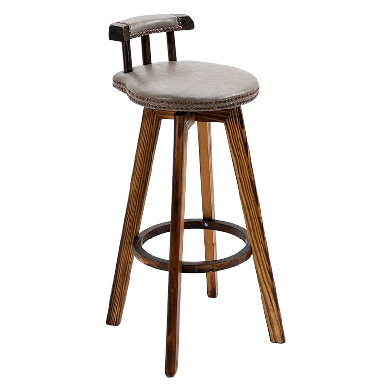Tradition Armless Backrest Counter Stool Wood Household Bar Stool with Pedal