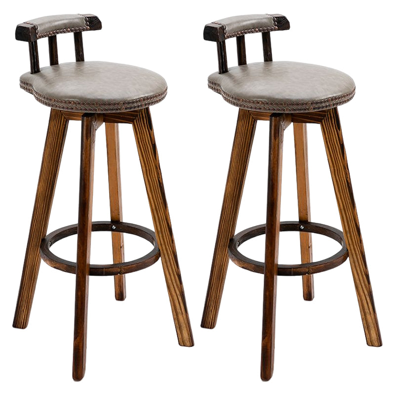 Tradition Armless Backrest Counter Stool Wood Household Bar Stool with Pedal