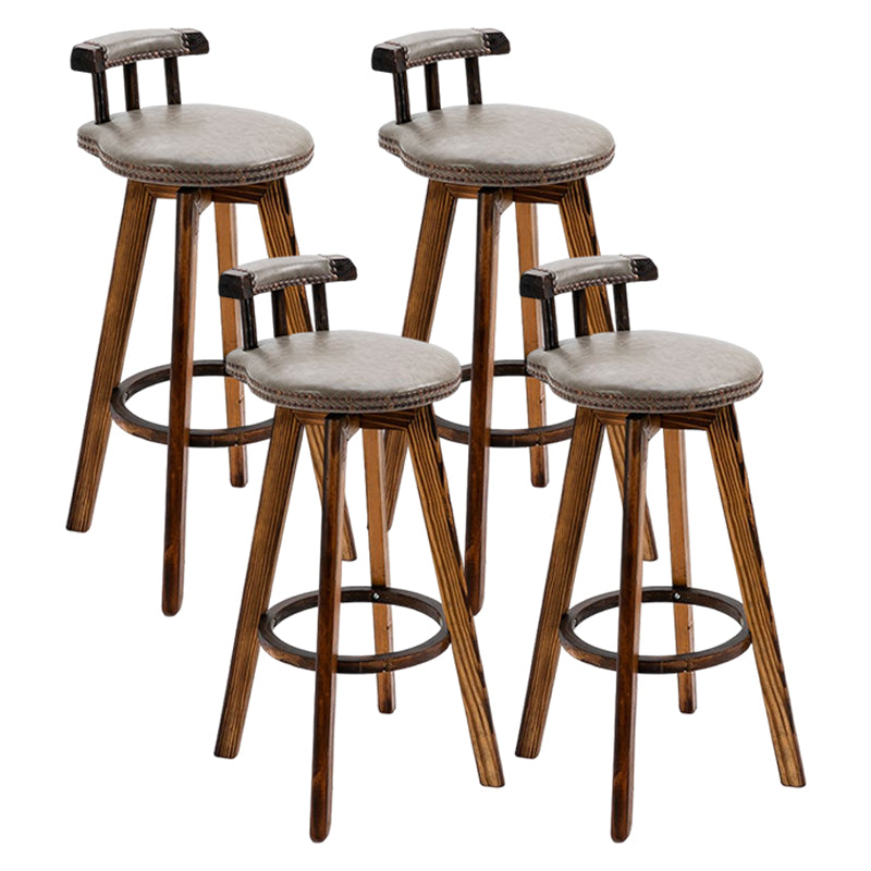Tradition Armless Backrest Counter Stool Wood Household Bar Stool with Pedal