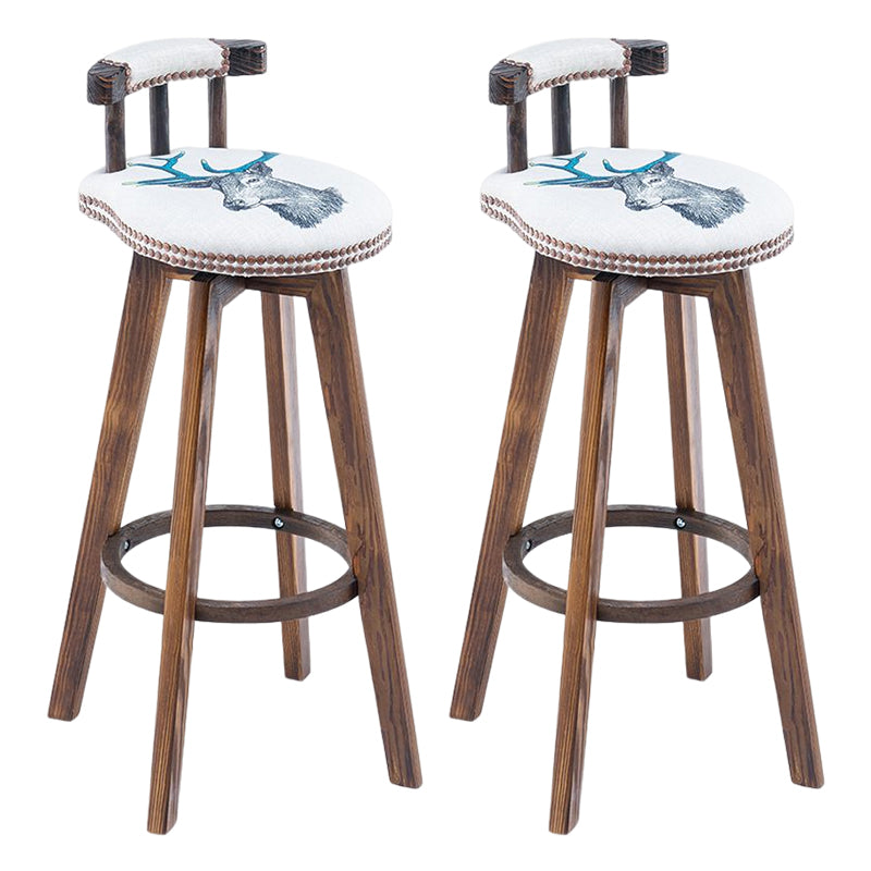 Tradition Armless Backrest Counter Stool Wood Household Bar Stool with Pedal