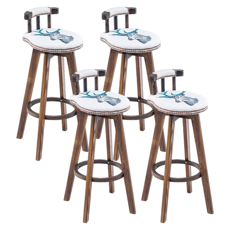 Tradition Armless Backrest Counter Stool Wood Household Bar Stool with Pedal