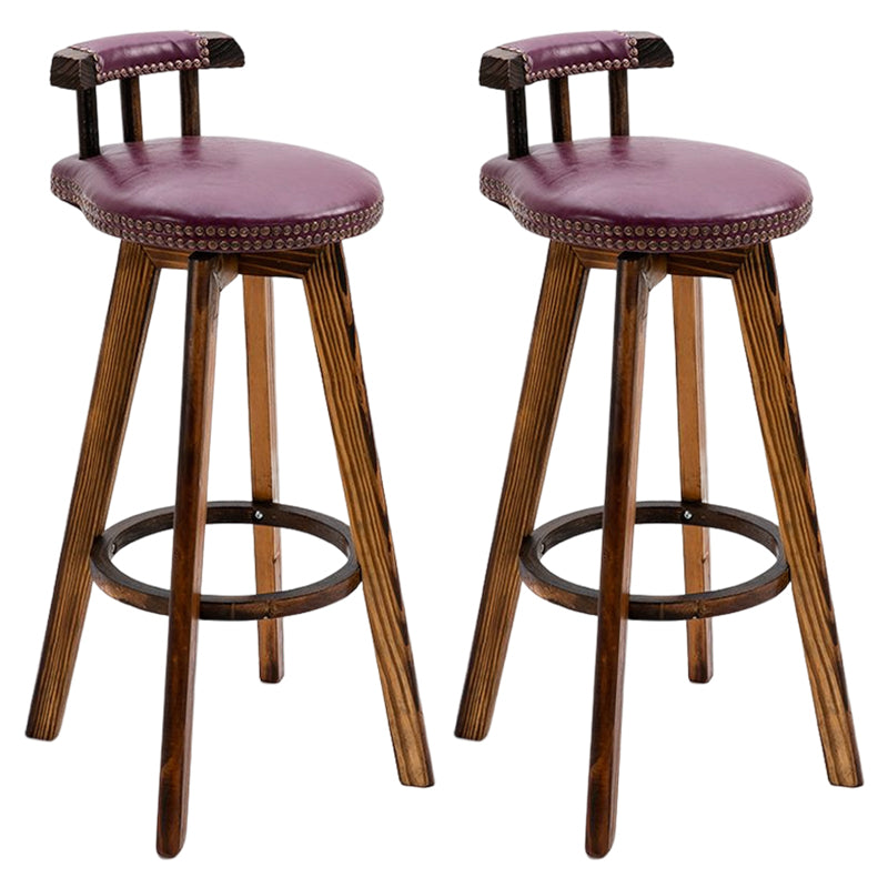 Tradition Armless Backrest Counter Stool Wood Household Bar Stool with Pedal