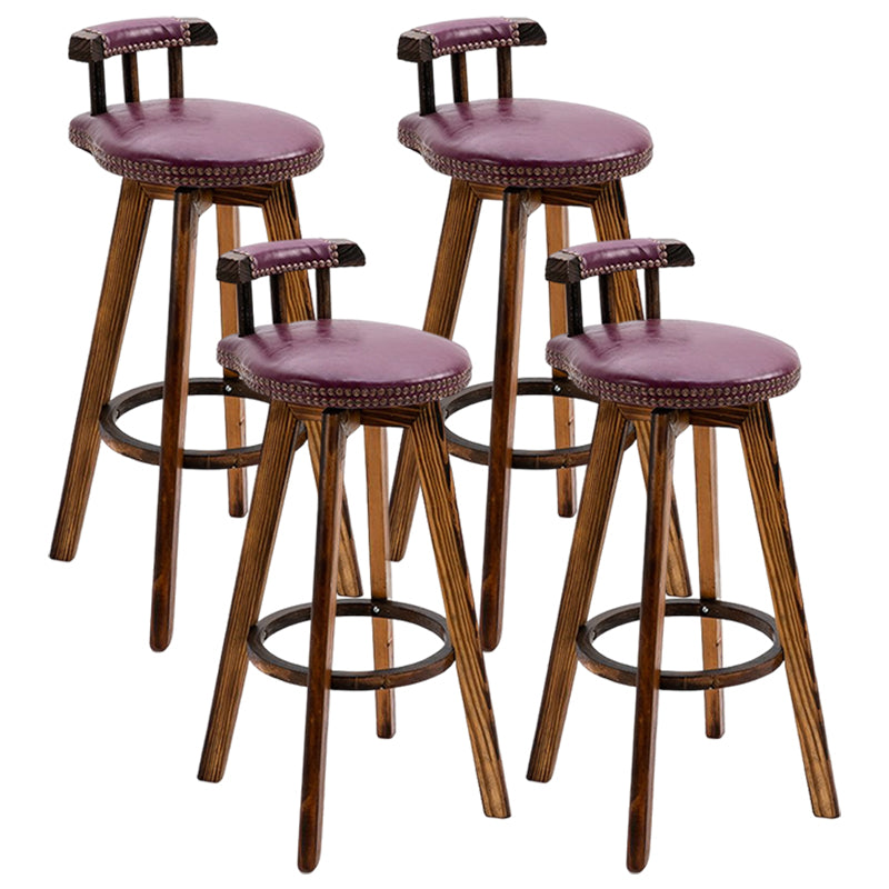 Tradition Armless Backrest Counter Stool Wood Household Bar Stool with Pedal