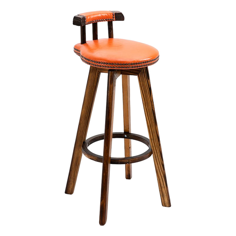 Tradition Armless Backrest Counter Stool Wood Household Bar Stool with Pedal