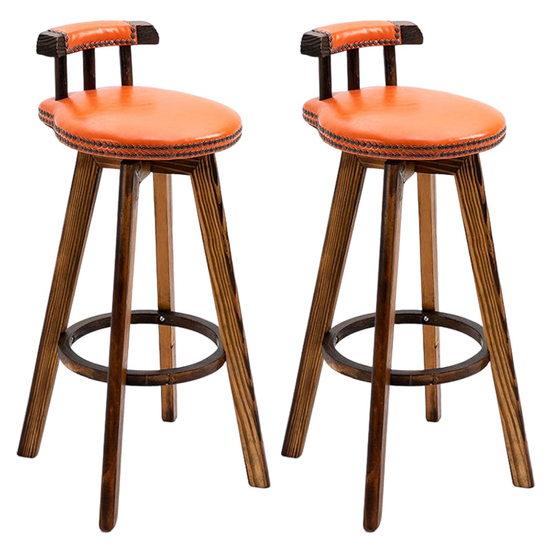 Tradition Armless Backrest Counter Stool Wood Household Bar Stool with Pedal