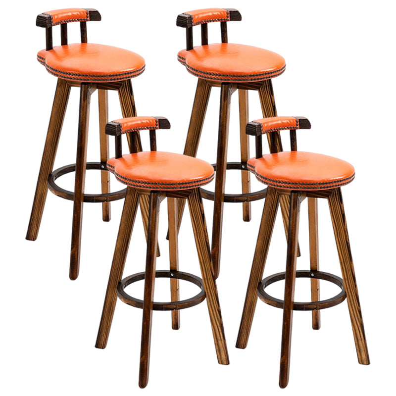 Tradition Armless Backrest Counter Stool Wood Household Bar Stool with Pedal